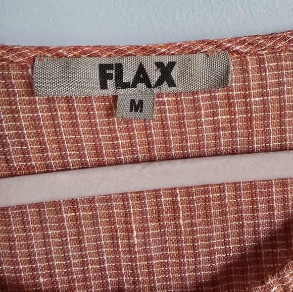 FLAX, Coral Textured Linen Button Front Cardigan Topper Shirt, Size Medium - Picture 7 of 9